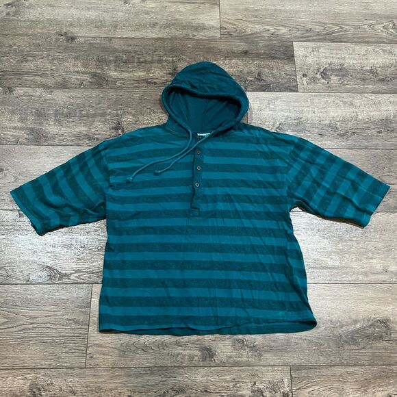 Vintage Anchor Blue Teal Tunic Hoodie Shirt Made in USA - Men's Size Large - Picture 1 of 7